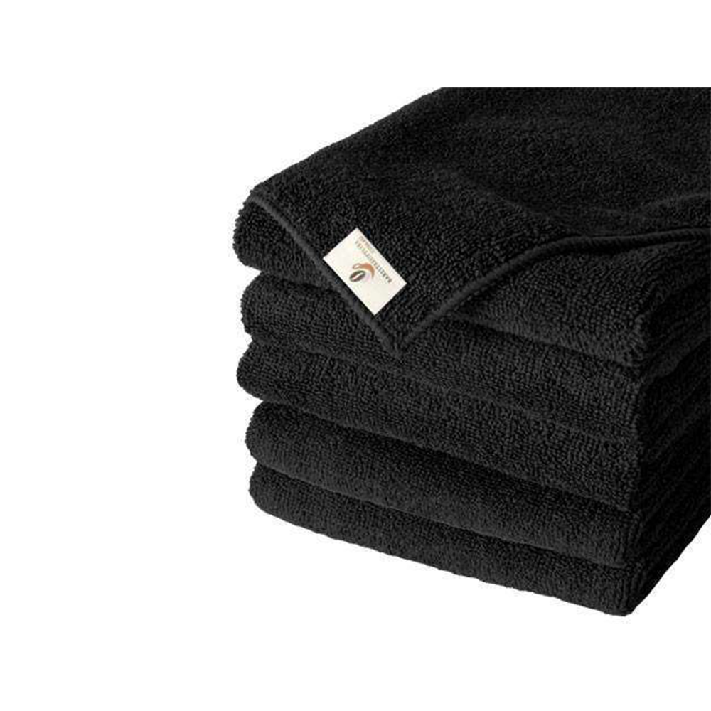 5 Black Microfiber Cloths