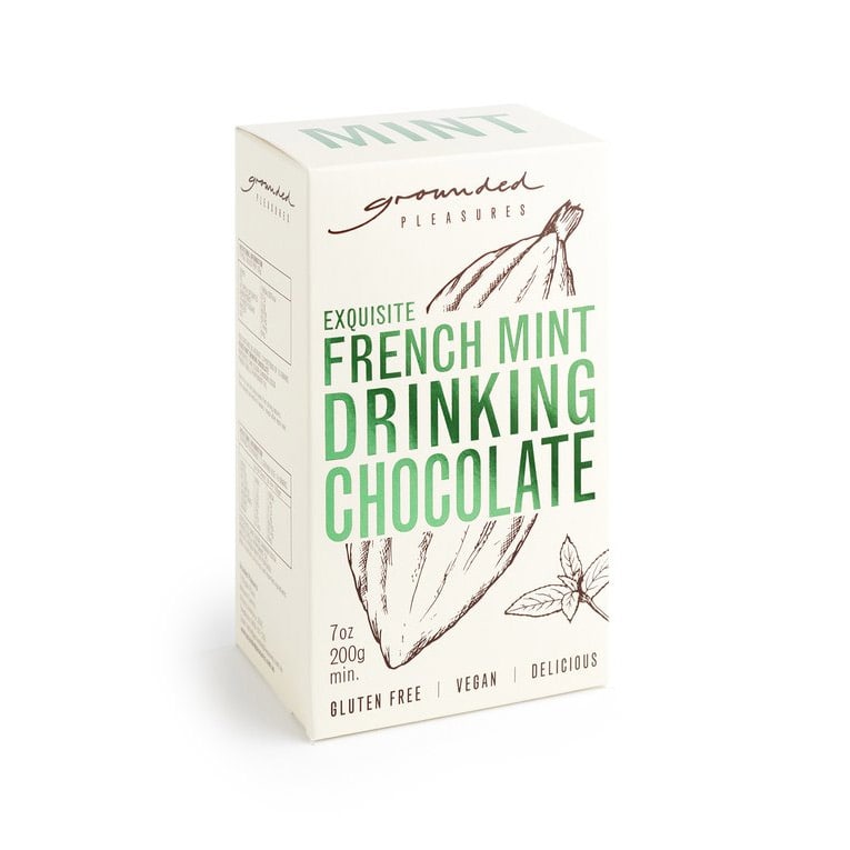 Box of French Mint Drinking Chocolate with green text on a white background