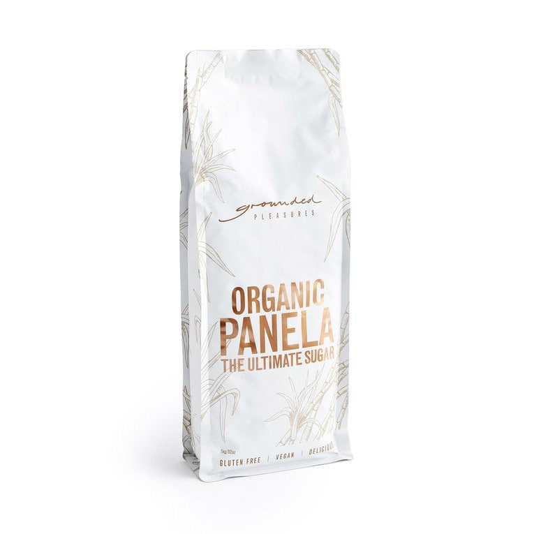 Bag of Organic Panela sugar on a white background