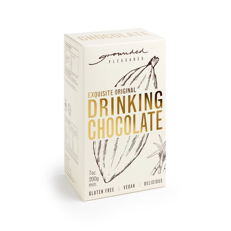 Box of Exquisite Original Drinking Chocolate with branding on a white background