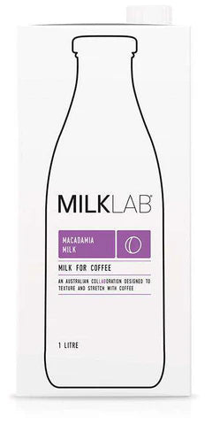 Milk Lab macadamia milk packaging for coffee on a white background